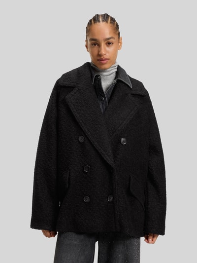 BOSS Orange Płaszcz caban o pudełkowym kroju z dodatkiem wełny model ‘CABANI’ Czarny 4