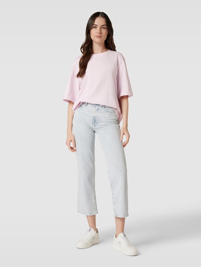 Jake*s Casual T-Shirt mit geripptem Rundhalsausschnitt Lavendel 1