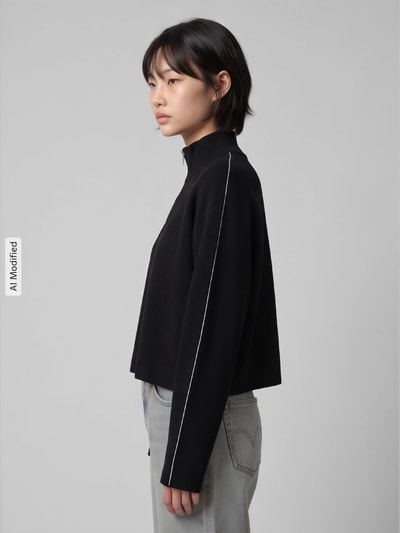 VERO MODA Loose Fit Pullover mit Troyer-Kragen Modell 'SABA' Black 3