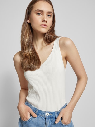 Tom Tailor Denim Stricktop mit V-Ausschnitt Offwhite 3