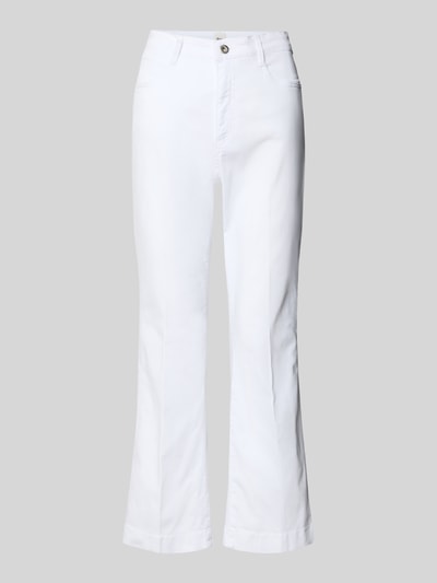 Produktfoto, Bootcut Jeans im 5-Pocket-Design Modell 'Mary' von Brax, biały, bawełna z lyocellem, fason rozkloszowany, szerokość w rozmiarze 36: 39 cm, długość nogawki: 67 cm, detal z logo, tkanina elastyczna