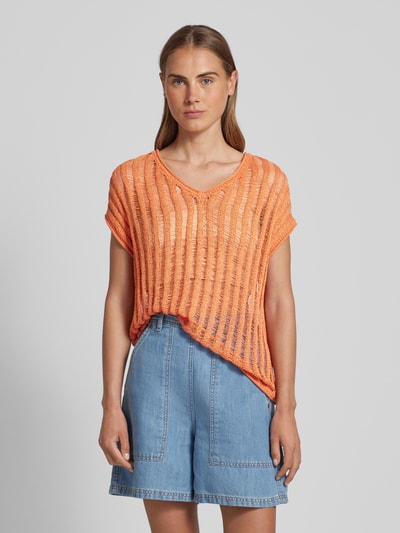 Soyaconcept Strickshirt mit V-Ausschnitt Modell 'Eman' Orange 4