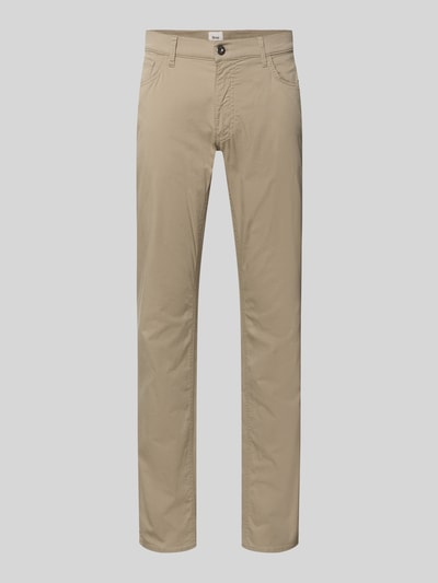 Produktfoto, spodnie Hose mit Eingrifftaschen Modell 'Chuck' von Brax, mieszanka bawełny i lyocellu, krój slim fit, beżowe, gładka tekstura, szerokość w rozmiarze 32/32: 43 cm, długość wewnętrzna nogawki 81 cm