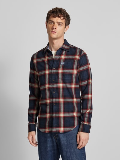 Superdry Slim fit vrijetijdsoverhemd met labelpatch, model 'Lumberjack' Donkerblauw - 4