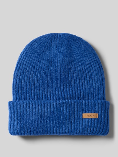 Produktfoto, blaue Beanie mit Label-Patch Modell 'Witzia Beanie' von Barts, gerippte Struktur, Damen Mütze von Barts