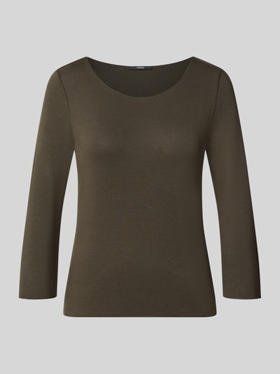 Produktfoto, Regular Fit T-shirt aus viscosemix Model 'Kirosa' von someday, nauwsluitende pasvorm, dames t-shirt met 3/4-mouw, ruglengte maat 36: 55 cm, effen olijfgroen, zachte textuur