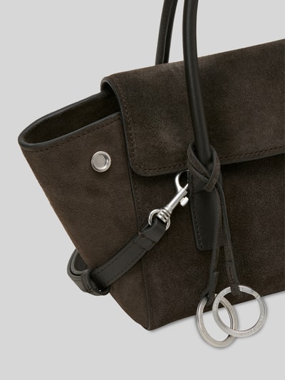 Marc O'Polo Torba shopper z welurowej skóry bydlęcej, zapięcie na karabińczyk Ciemnobrązowy 5