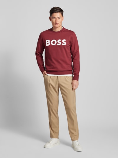 BOSS Bluza z nadrukiem z logo model ‘Soleri’ Bordowy 1