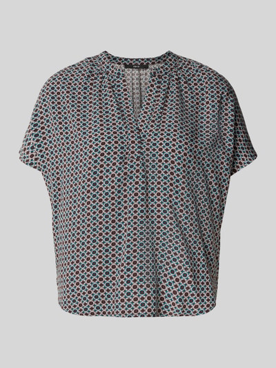 Produktfoto, Blusenshirt aus Viskose mit Serafino-Ausschnitt von zero, krój loose fit, krótkie rękawy, długość tyłu 56 cm, wzór w geometryczne kształty, mieszanka kolorów