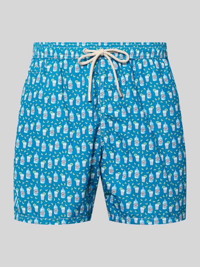 Produktfoto, Badehose im Allover-Look Modell 'LIGHTING MICRO FANTASY' von MC2 Saint Barth in Blau mit elastischem Bund und Regular-Fit für Herren