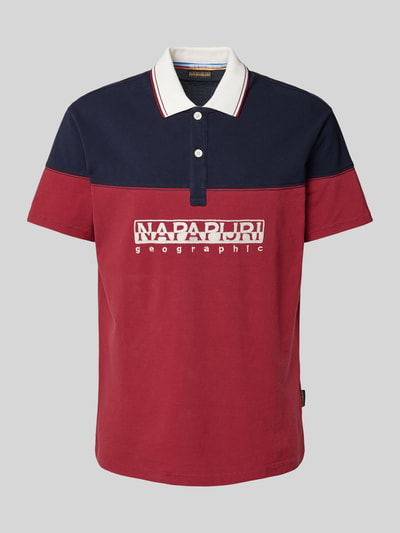 Napapijri Regular fit poloshirt met labelstitching, model 'SATURNIA' Marineblauw - 2