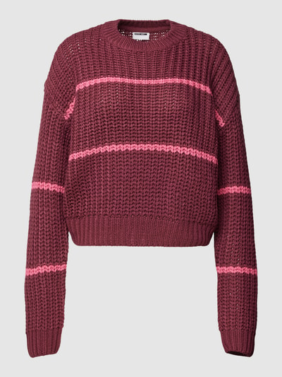 Noisy May Gebreide pullover met streepmotief, model 'CHARLIE' Bordeaux - 2