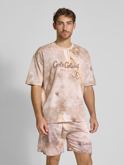 CARLO COLUCCI Oversized T-Shirt mit Label-Print Beige 4
