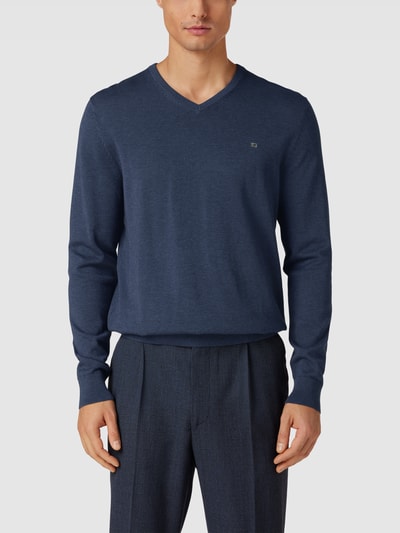 Christian Berg Men Sweatshirt mit V-Ausschnitt Metallic Blue Melange 4