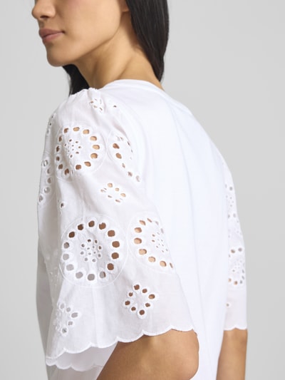 Soyaconcept T-Shirt mit Lochstickerei Modell 'LORAINE' Weiss 3