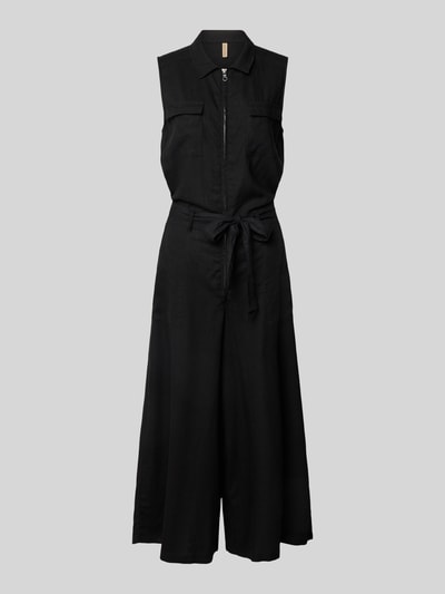 Soyaconcept Jumpsuit aus Leinen-Mix mit Troyer-Kragen Modell 'INA' Black 2