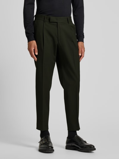 Karl Lagerfeld Slim fit pantalon met bandplooien, model 'NEAT' Olijfgroen - 4