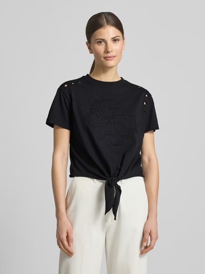 GUESS Regular Fit T-Shirt mit Lochmuster Black 4