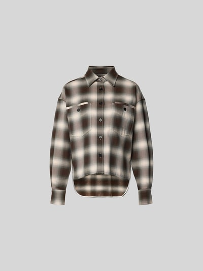 Closed Cropped Hemdbluse mit Knopfleiste Mittelbraun 1