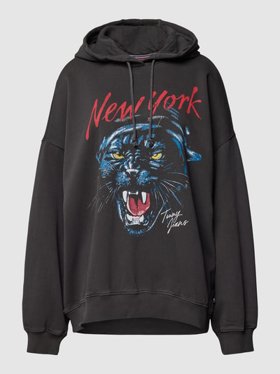 Tommy Jeans Oversized hoodie met motiefprint, model 'PANTHER' Zwart - 2