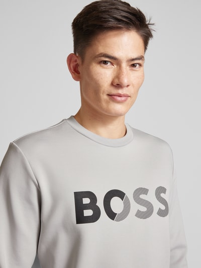 BOSS Green Sweatshirt mit Label-Print Hellgrau 3