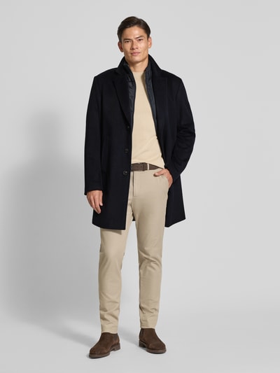 JOOP! Collection Lange wollen jas in dubbele-laagjeslook, model 'Morris' Marineblauw - 1