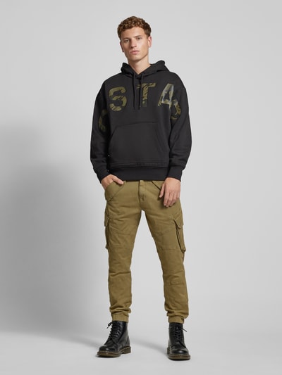 G-Star Raw Hoodie mit Label-Patches Modell 'Embro' Black 1