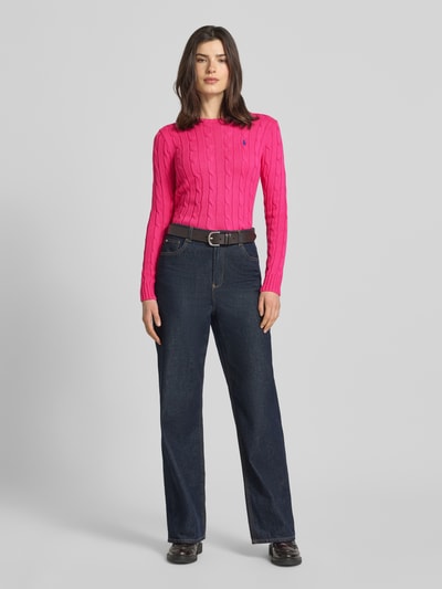 Polo Ralph Lauren Strickpullover mit Zopfmuster Modell 'JULIANNA' Pink 1