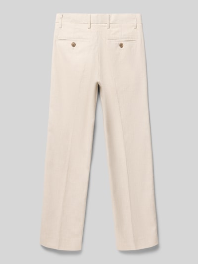 Productfoto, Hose aus Baumwoll-Leinen-Mix Modell 'MARTIN' van Jack & Jones, regular fit, persplooien, steekzakken, beige kleur, textuurmix, taillewijdte 33 cm en binnenbeenlengte 63 cm bij maat 140