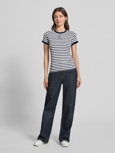 GUESS T-Shirt mit Rundhalsausschnitt und Label-Print Marine 1