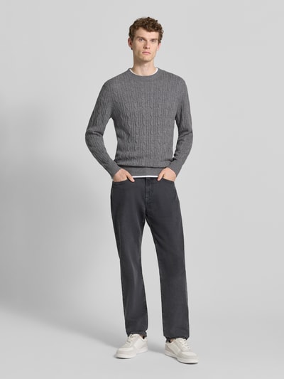 BOSS Regular Fit Strickpullover aus Schurwoll-Kaschmir-Mix Modell 'HETICO' Hellgrau 1