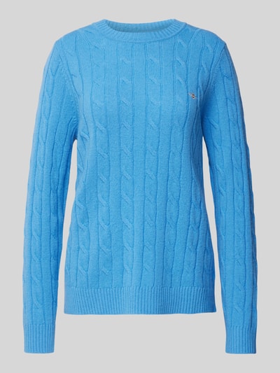 Gant Strickpullover mit Zopfmuster Hellblau 2