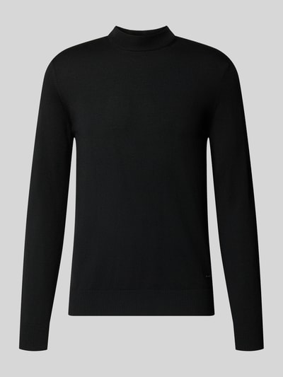 Produktfoto, schwarzer Regular Fit Pullover aus reiner Schurwolle Modell 'Davide' von JOOP! COLLECTION, glattes Strickmuster, einfarbig.