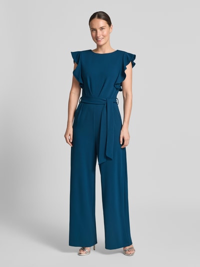 Apricot Jumpsuit mit Rüschen und Bindegürtel Petrol 4