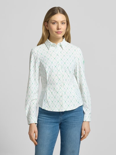 Marc Cain Slim Fit Bluse im Allover-Look Offwhite 4