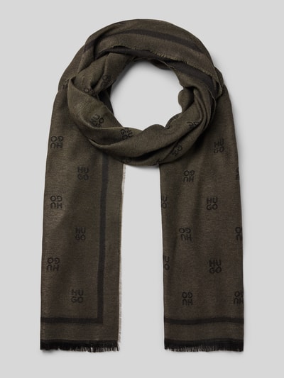 HUGO Sjaal van pure viscose, model 'LASO' Olijfgroen - 1