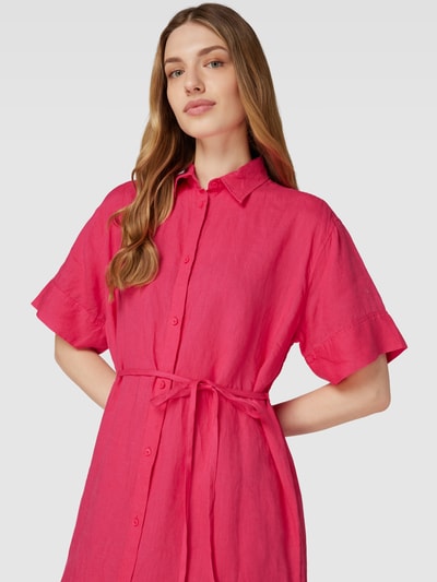 Gant Hemdblusenkleid aus Leinen mit Bindegürtel Pink 3
