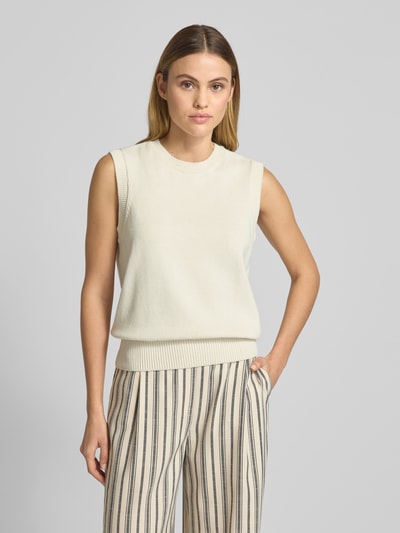 Jake*s Collection Stricktop mit Rundhalsausschnitt Beige 4