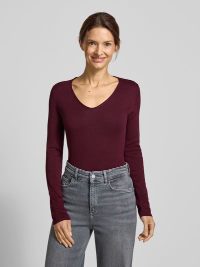 Tom Tailor Regular Fit Strickshirt aus Baumwoll-Viskose-Mix Bordeaux 4