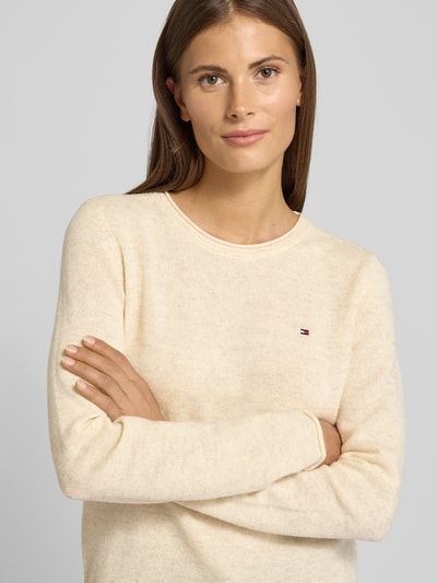 Tommy Hilfiger Slim Fit Strickpullover aus reiner Wolle Sand 3