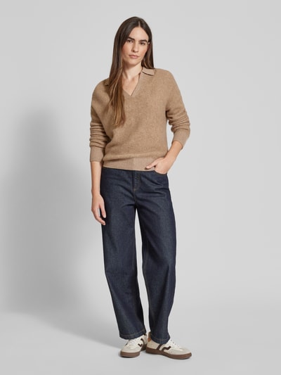 (The Mercer) N.Y. Gebreide pullover met V-hals Taupe - 1