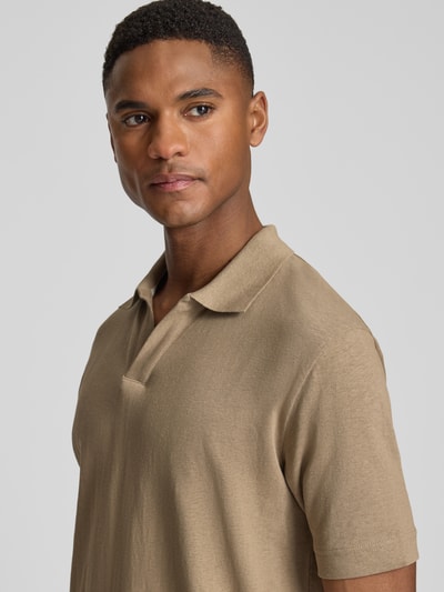 Marc O'Polo Regular Fit Poloshirt aus Baumwoll-Leinen-Mix Beige 3