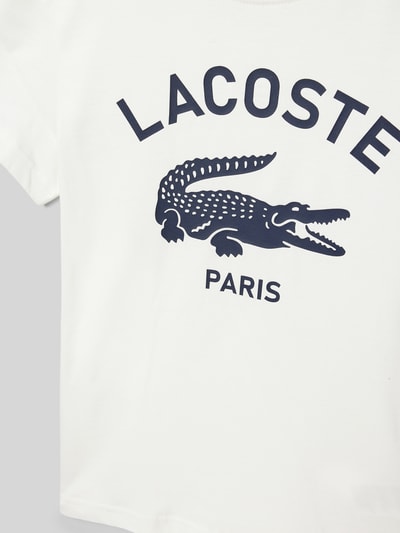 Lacoste T-shirt z nadrukiem z logo Złamany biały 2