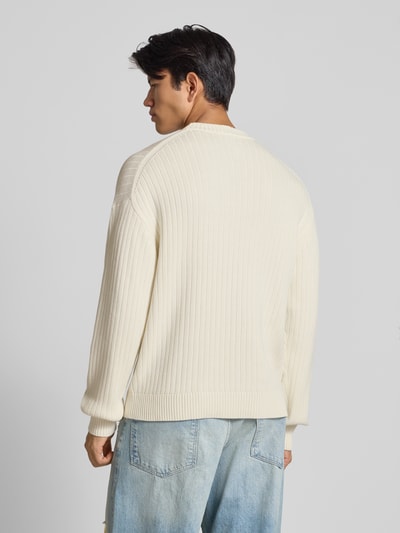 Calvin Klein Jeans Oversized Strickpullover mit gerippten Abschlüssen Offwhite 5