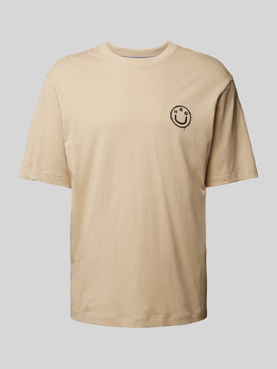 Hugo Blue T-Shirt mit Label-Motiv-Print Modell 'Nugoyork' Beige 2