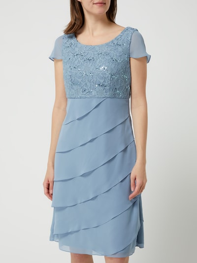 Christian Berg Cocktail Cocktailkleid aus Spitze und Chiffon Jeansblau 4