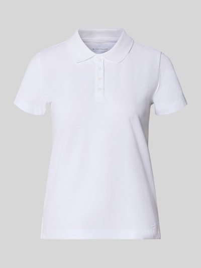 Produktfoto, weißes Regular Fit Poloshirt aus reiner Baumwolle von Tom Tailor, glatte Textur, klassische Form, Damen Poloshirt von Tom Tailor