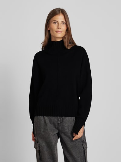 0039 Italy Gebreide pullover met turtleneck, model 'NIMA' Zwart - 4