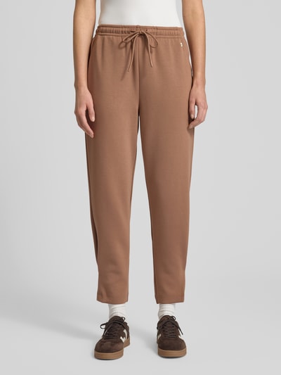 Fynch-Hatton Wide fit pantalon van viscosemix met elastische band Lichtbruin - 4