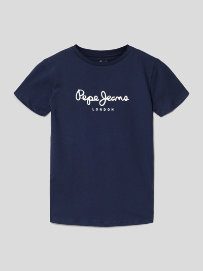Pepe Jeans T-Shirt mit Label-Print Modell 'ART' Marineblau 1